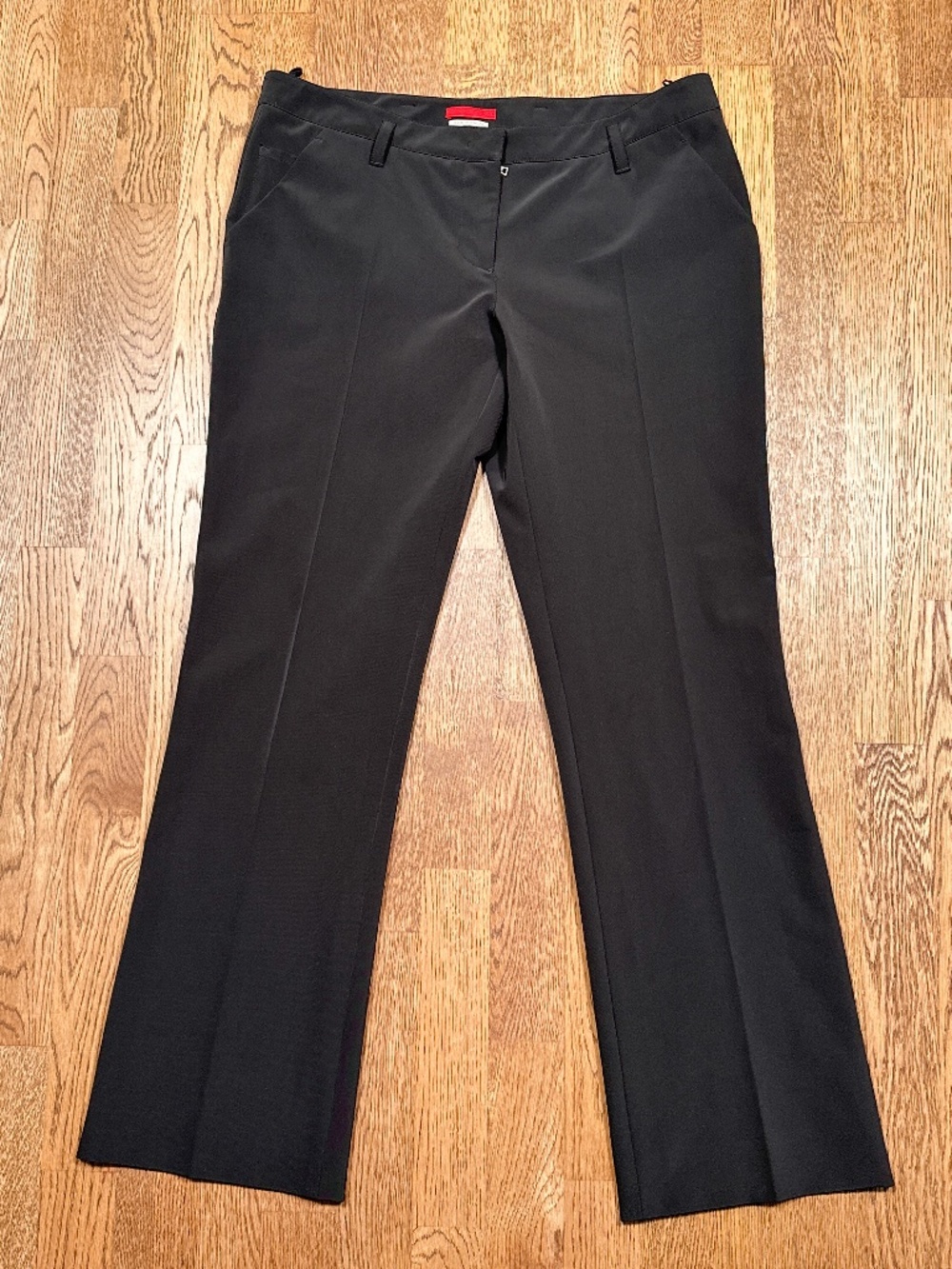 Vintage Y2K Prada Black Polyester Stretch Straight Tapered Dress Pants Womens 46